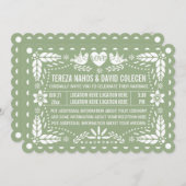 Sage green papel picado liebt Vögel fiesta Hochzei Einladung (Vorne/Hinten)