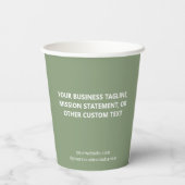 Sage Green Paper Cups Custom Business Logo 8 oz Pappbecher (Rückseite)