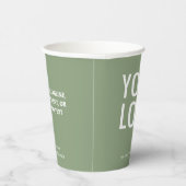 Sage Green Paper Cups Custom Business Logo 8 oz Pappbecher (Rechts)