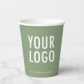 Sage Green Paper Cups Custom Business Logo 8 oz Pappbecher (Vorderseite)
