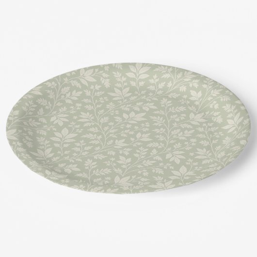 Sage Green Paper Plates Pappteller (Schrägansicht)
