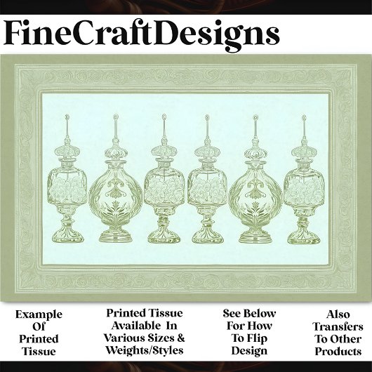 Sage Green Parfüm Flaschen Decanter AD8 Decoupage Seidenpapier