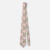 SAGE GREEN PASTEL PINK BOTANICAL MENS TIE KRAWATTE (Vorderseite)