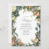 Sage Green, Peach, and Cream Floral Wedding Einladung (Vorderseite)