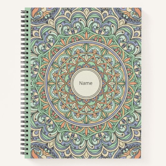Sage Green & Peach Pastel Mandala Nooracle Journal Notizblock (Vorderseite)