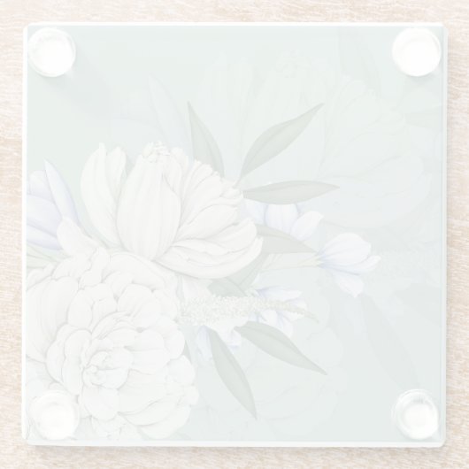 Sage Green & Peonies Wedding Gift | Glasuntersetzer (Rückseite)
