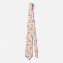 Sage Green Peony Floral Pattern Wedding Neck Tie Krawatte