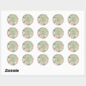 Sage Green Peony Floral Round Sticker (Blatt)