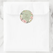 Sage Green Peony Floral Round Sticker (Tasche)