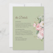 Sage Green Peony Floral Wedding Details Card Einladung (Vorderseite)