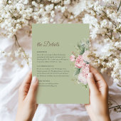 Sage Green Peony Floral Wedding Details Card Einladung