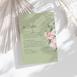 Sage Green Peony Floral Wedding Details Card Einladung
