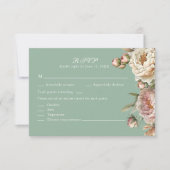 Sage Green Peony Garden Wedding RSVP Card (Vorderseite)