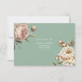 Sage Green Peony Garden Wedding RSVP Card (Rückseite)