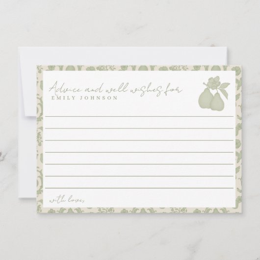 Sage Green Perfect Pear Brautparty Advisor Cards Einladung (Vorderseite)