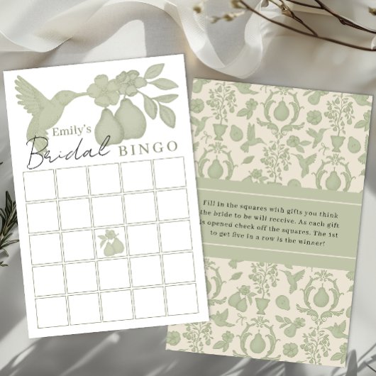 Sage Green Perfect Pear Brautparty Bingo Game