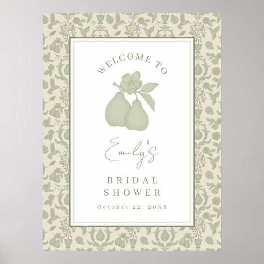 Sage Green Perfect Pear Brautparty Plakatzeichen Poster (Vorne)