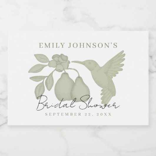 Sage Green Perfect Pear Brautparty Schaumweinetikett (Einzelnes Label)