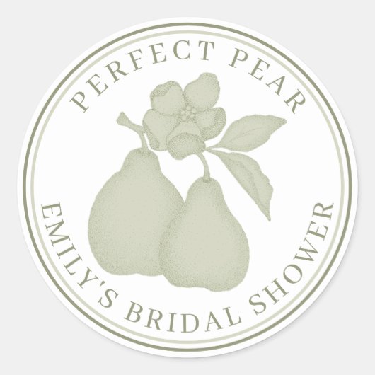 Sage Green Perfect Pear Brautparty Stickers (Vorderseite)