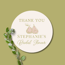 Sage Green Perfect Pear Bridal Shower Thank You Runder Aufkleber