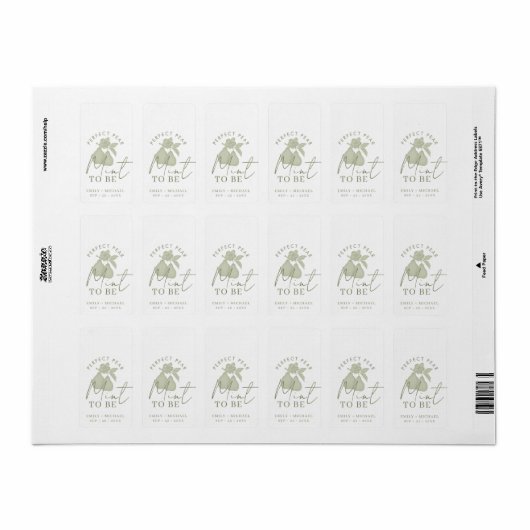 Sage Green Perfect Pear "Mint to Be" Gastgeschenk Adressaufkleber (Vorne)