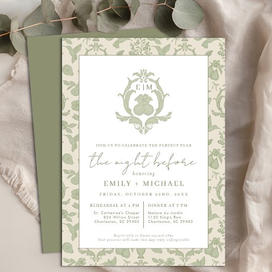 Sage Green Perfect Pear Nacht vor dem Abendessen e Einladung