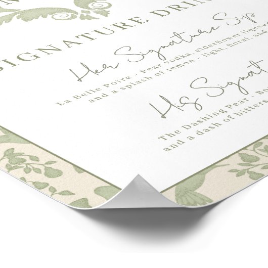 Sage Green Perfect Pear Signature Drinks signieren Poster (Ecke)