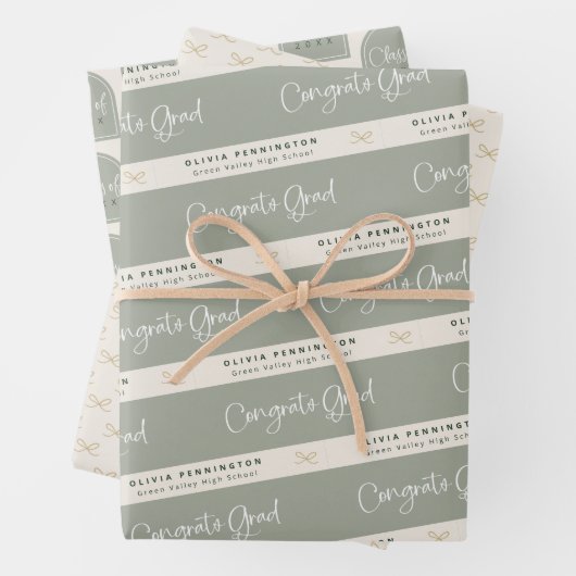 Sage Green Personalisiert Abschluss Geschenkpapier Set (Beispiel)