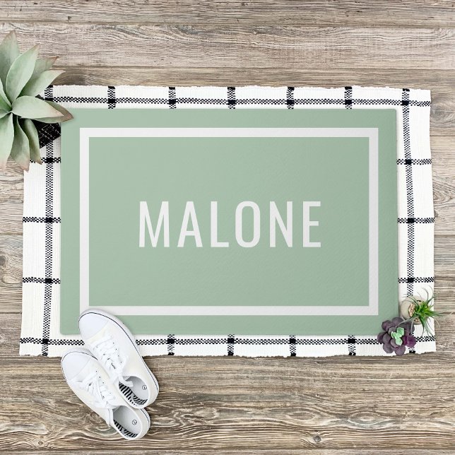 Sage Green Personalisiert Familienname Doormat Fußmatte (Von Creator hochgeladen)