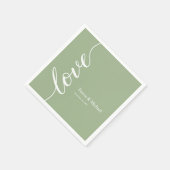 Sage green Personalisiert names Liebe script Napki Serviette (Ecke)