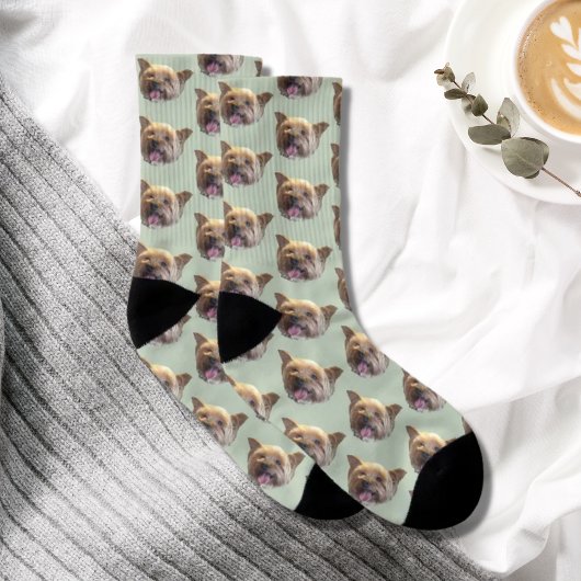 Sage Green Personalisiert Pet Foto Weihnachtsgesch Socken