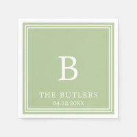 Sage Green Personalisiert Wedding Cocktail Napkins