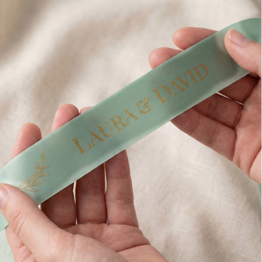 Sage Green Personalisiert Wedding Gift Ribbon Satinband