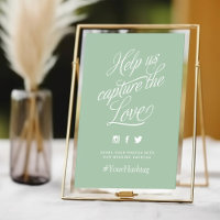 Sage Green Personalisiert Wedding Hashtag Sign