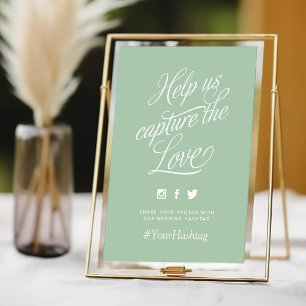 Sage Green Personalisiert Wedding Hashtag Sign