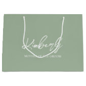 Sage Green Personalisiert Wedding Party Name Große Geschenktüte (Vorderseite)