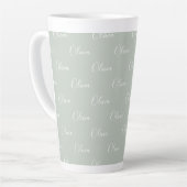 Sage Green Personalisiert White Script Name Milchtasse (Linke Ecke)