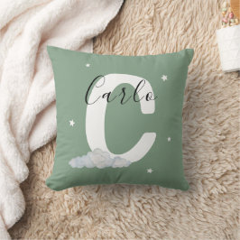 Sage Green Personalized Baby Name Pillow Custom Kissen