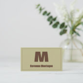 Sage Green Personalized Monogram Letter Name Visitenkarte (Stehend Vorderseite)