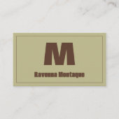 Sage Green Personalized Monogram Letter Name Visitenkarte (Vorderseite)