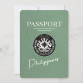 Sage Green Philippines Pass Einladung zur Hochzeit (Rückseite)