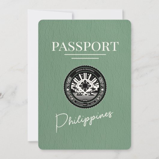 Sage Green Philippines Pass Einladung zur Hochzeit (Rückseite)