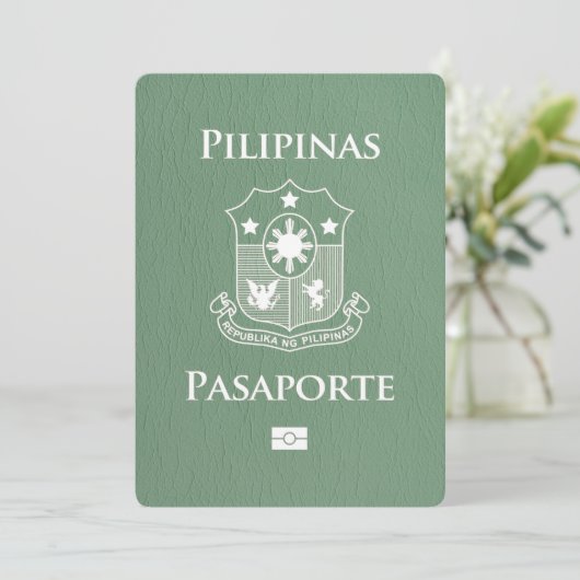 Sage Green Philippines Passport Save the Date (Stehend Vorderseite)
