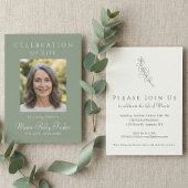 Sage Green Photo Celebration of Life Invitation Einladung