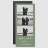 Sage Green Photo Strip Magnetic Wedding Magnetkarte (Vorne/Hinten)