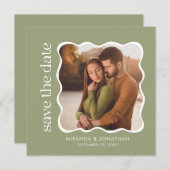 Sage Green Photo Wedding Save The Date (Vorne/Hinten)