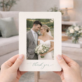Sage Green Photo Wedding Thank You Card  Einladung