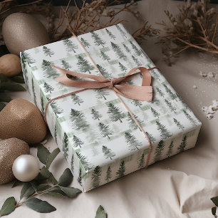 Sage Green Pine Trees Weihnachten Geschenkpapier