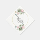 Sage Green & Pink Blume Hochzeitspapier Napkin Serviette (Ecke)