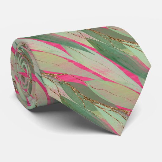 SAGE GREEN PINK BOTANICAL EUCALYPTUS WHITE KRAWATT KRAWATTE (Gerollt)